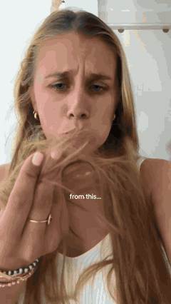 The same hair before and after using OMAD'S