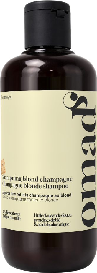 Die Flasche des Beigeblond-Shampoos